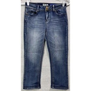Indigo Rein Jeans Womens Size 7 Capri Mid Rise Stretch Medium Wash